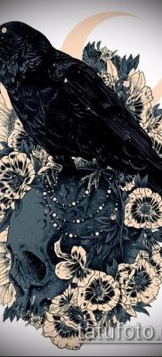 holló a koponya tetováláson (jelentése) - egy példa egy érdekes tetoválási rajzra - 014