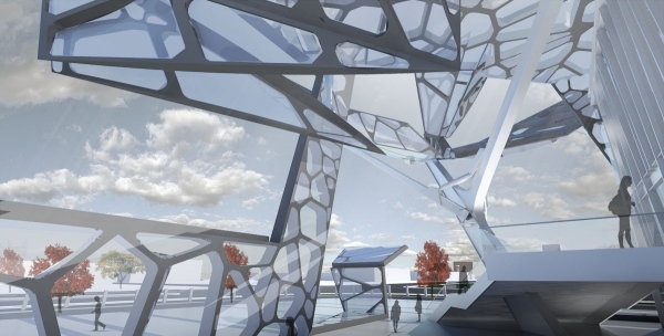 moderná architektúra zoomlion výstavisko ekologické využitie svetla