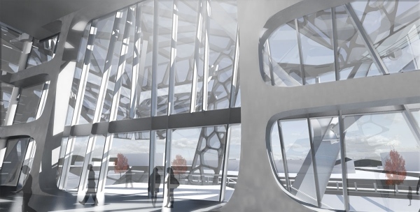 moderná architektúra zoomlion výstavné centrum dopad svetla