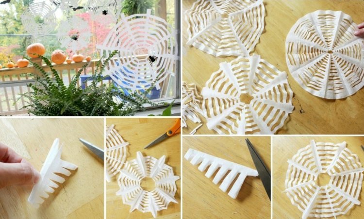 halloween-drotárstvo-deti-pavučina-káva-filter-skladanie-rezanie