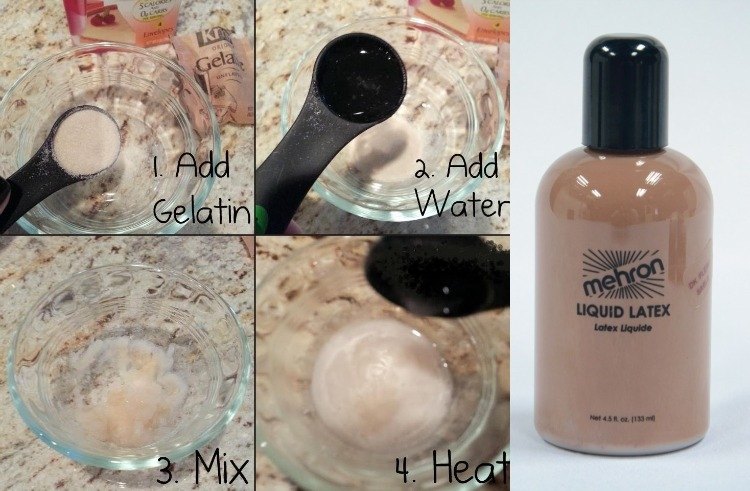 Vyrobte si falošnú kožu zo želatíny sami alebo si kúpte tekutý latex halloween-make-up-diy-zombie-želatína-tekutý latex