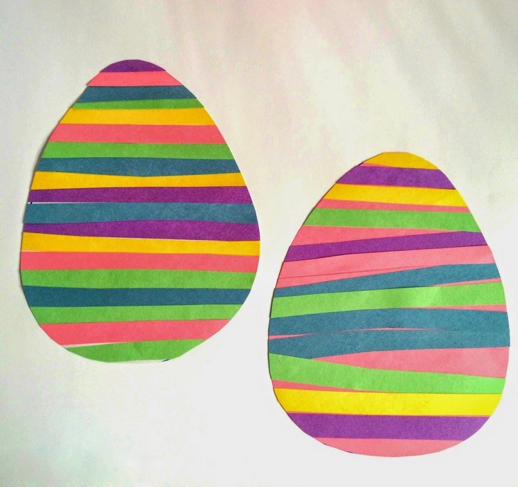 Ľahko vyrobiteľné farebné veľkonočné vajíčka s pásikmi papiera