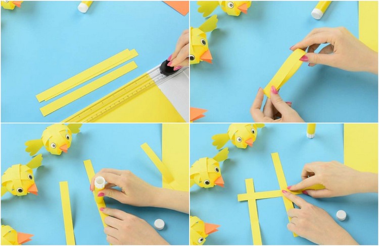 Kurčatá vyrábajúce veľkonočné prúžky papiera