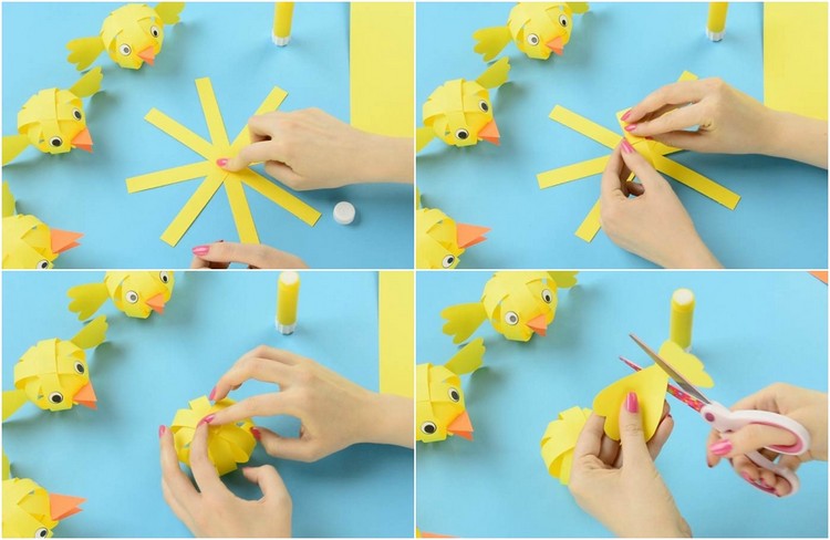 Veľkonočné mláďa drotár s pásmi papiera s pokynmi