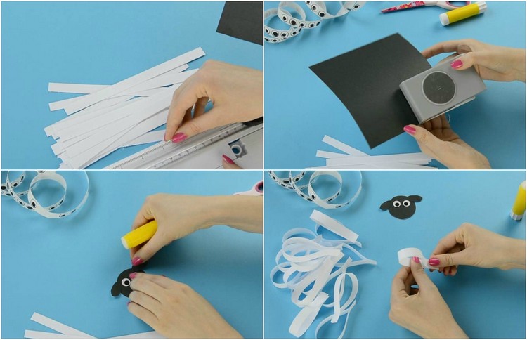 na veľkonočné drobenie s pásikmi papierových ovečiek návod