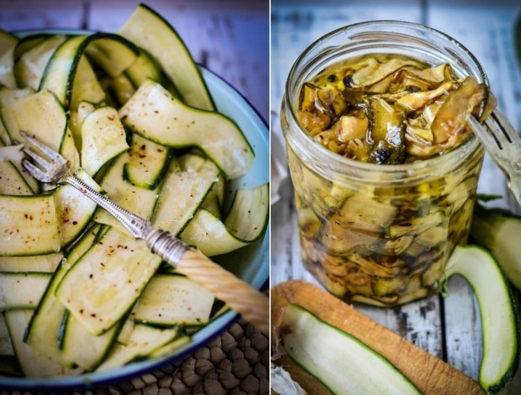 Grilované plátky cukety na olivovom oleji ako príloha ku grilovačke