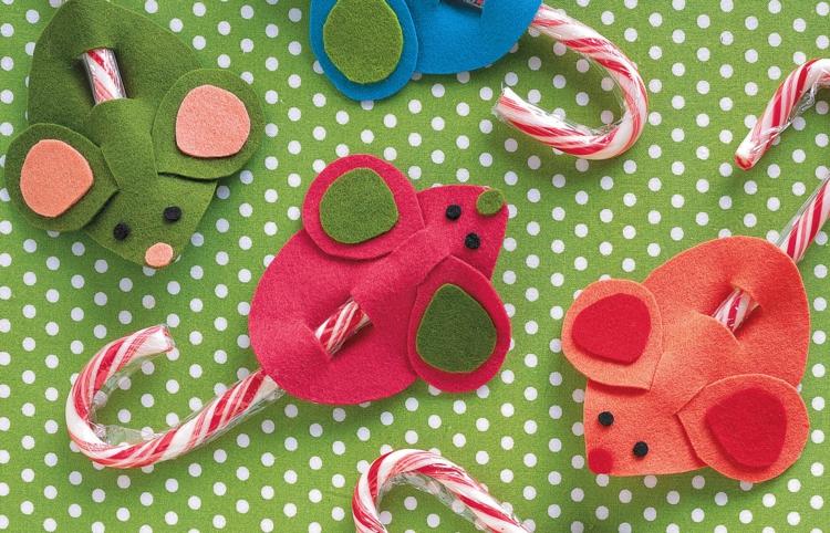 kutilské projekty deti drotár plsť cukrové palice dekorácie myšky