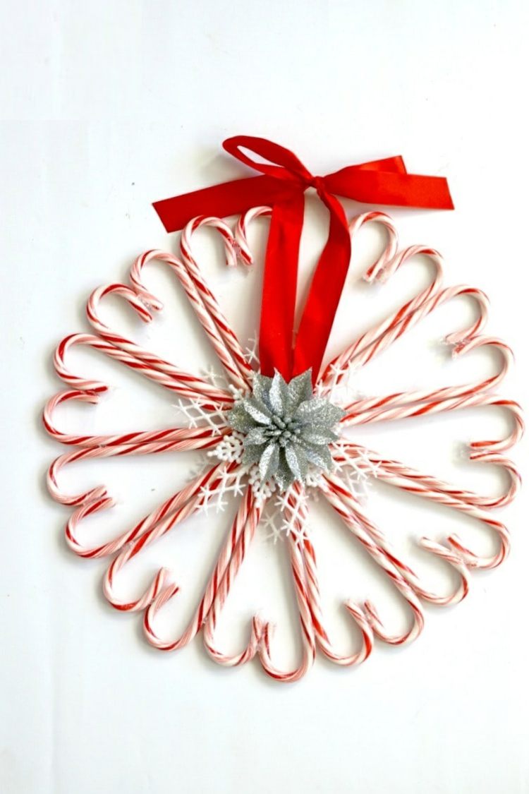 dekorácia cukríkové palice veniec drotár vianočná hviezda strieborná