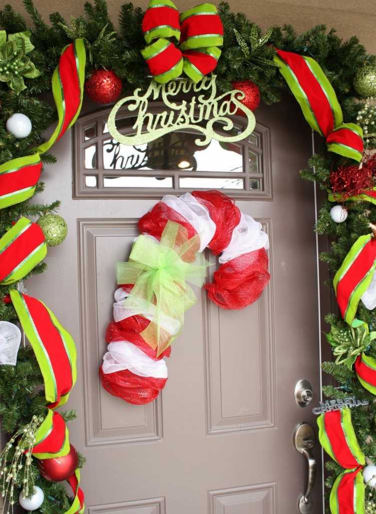 dekorácia cukrovej trstiny vonkajšia dekorácia dverí tyl červená biela