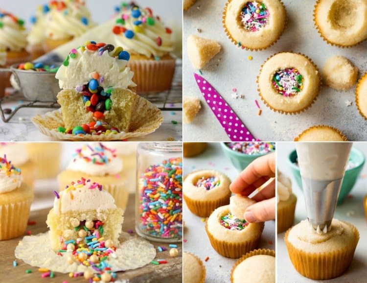 Na karneval upečte muffiny pinata plnené posýpkou