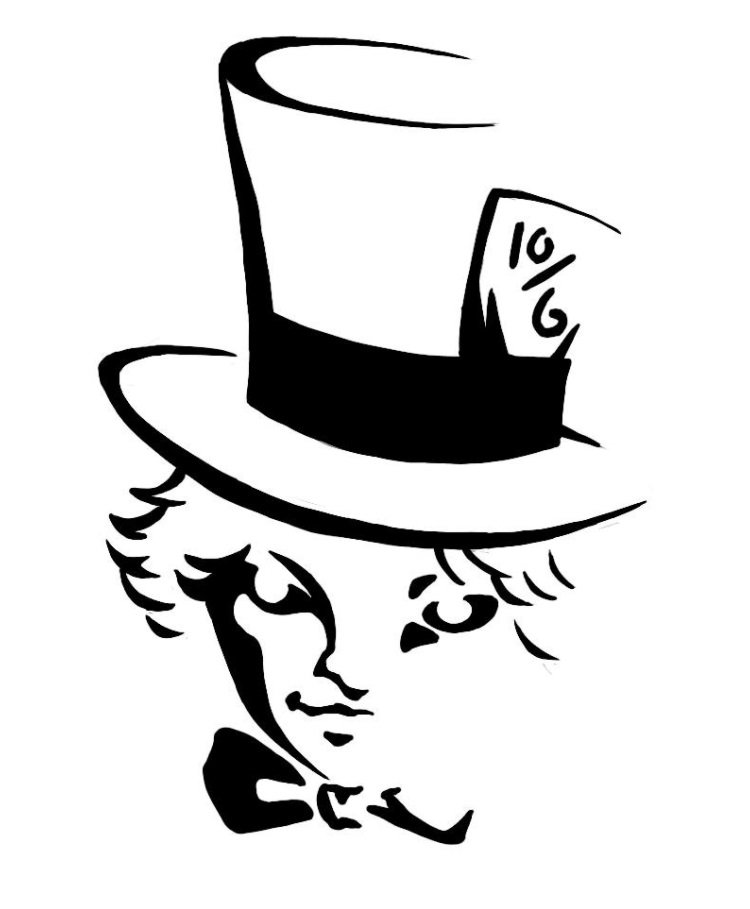 Šialený klobúčnik z Alenky v ríši divov - šablóna na vyrezávanie na vytlačenie