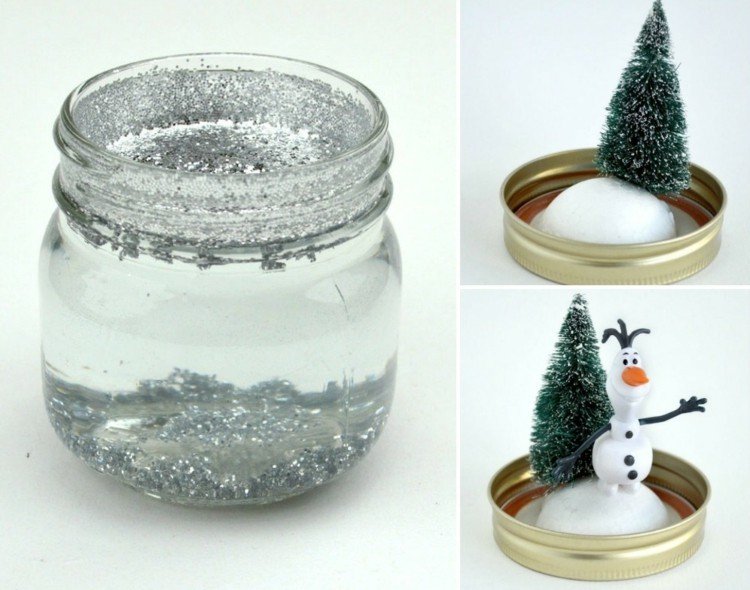 ľadová kráľovná drotár snehová guľa-trblietky-strieborná-olaf-snehuliak-dekorácia