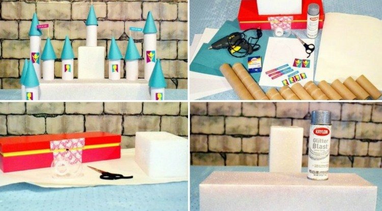 ľadová kráľovná-drotár-zámok-kutilský kutil-rolka-kužeľ-modrý papier