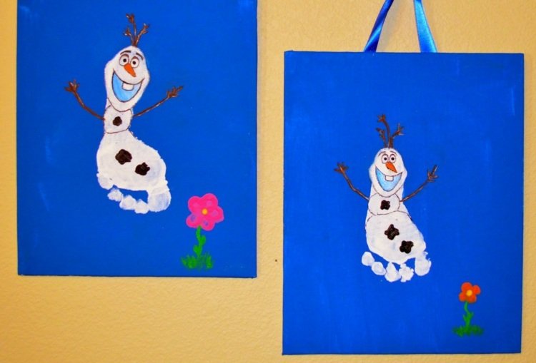 ľadová kráľovná-drotár-stopa-olaf-biela-farba-plátno