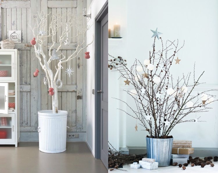 konáre dekorácia vianočná kovová nádoba