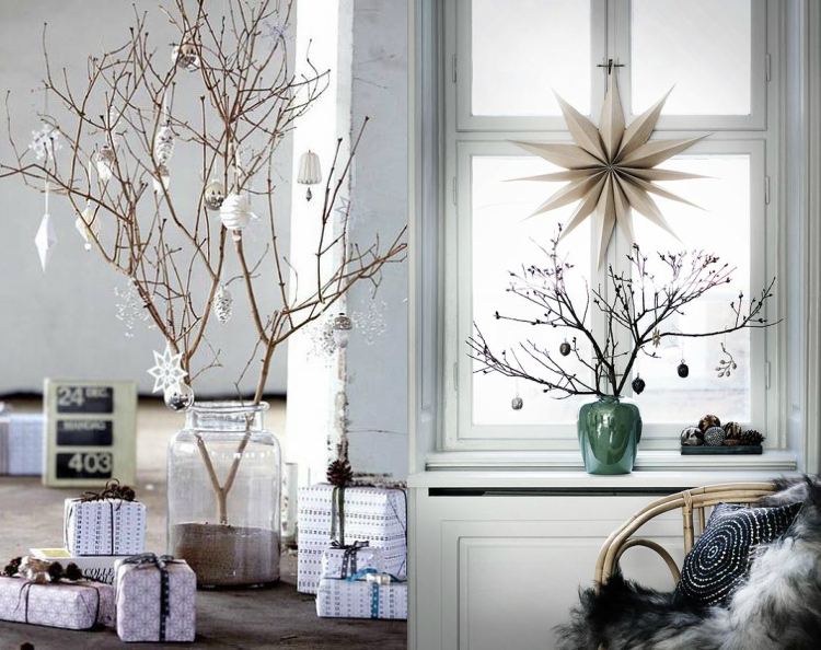 konáre dekorácia vianočná váza keramický sklenený piesok