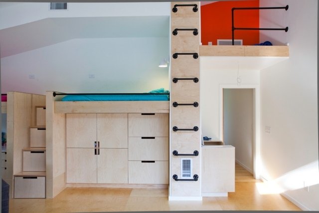 nápady, vstavané skrine, schody, žalúzie, dve poschodia